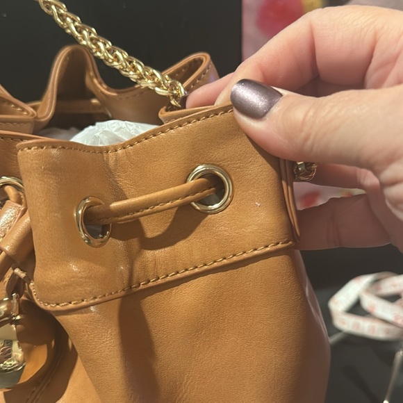 HOUSE OF HARLOW 1960 BROWN LEATHER DRAWSTRING BUCKET BAG - Picture 8 of 9
